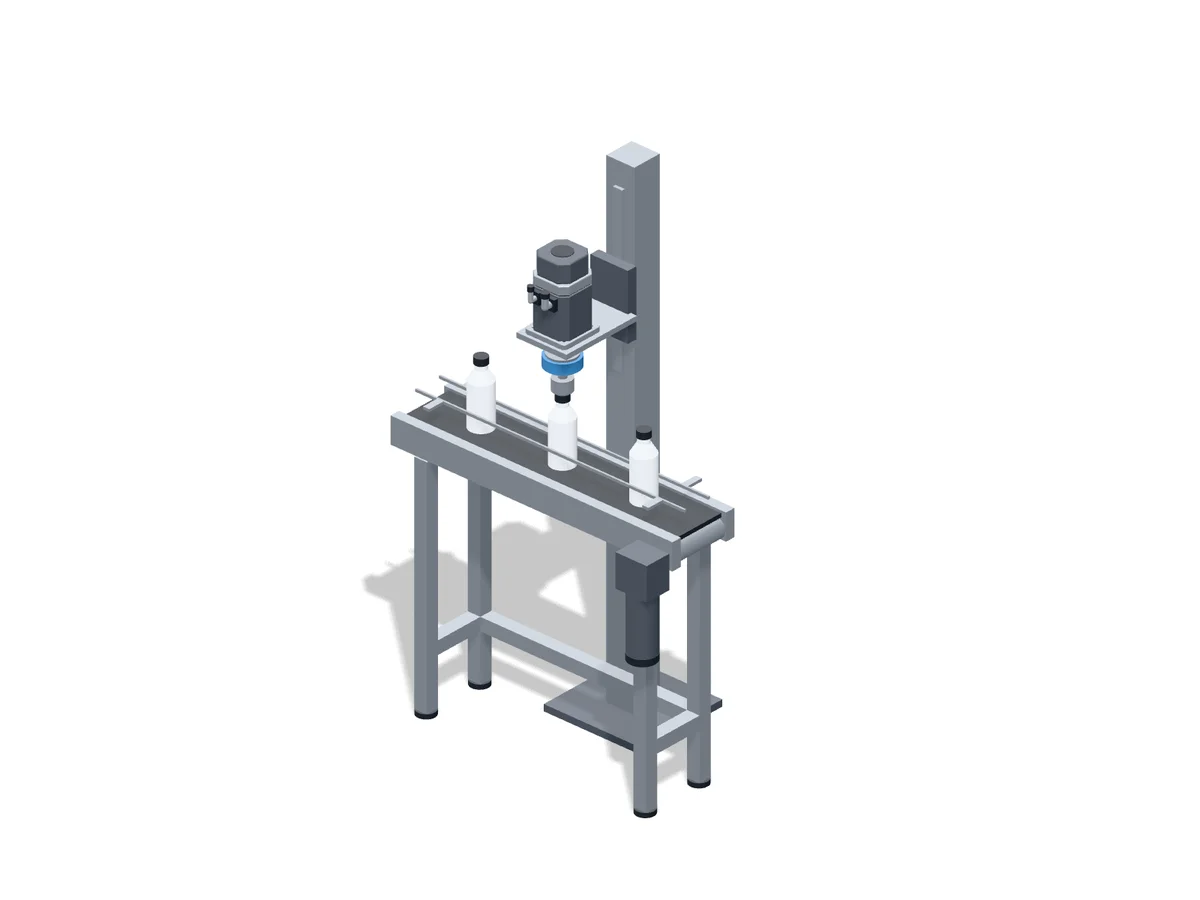 Cap torque measurement station on a bottle conveyor