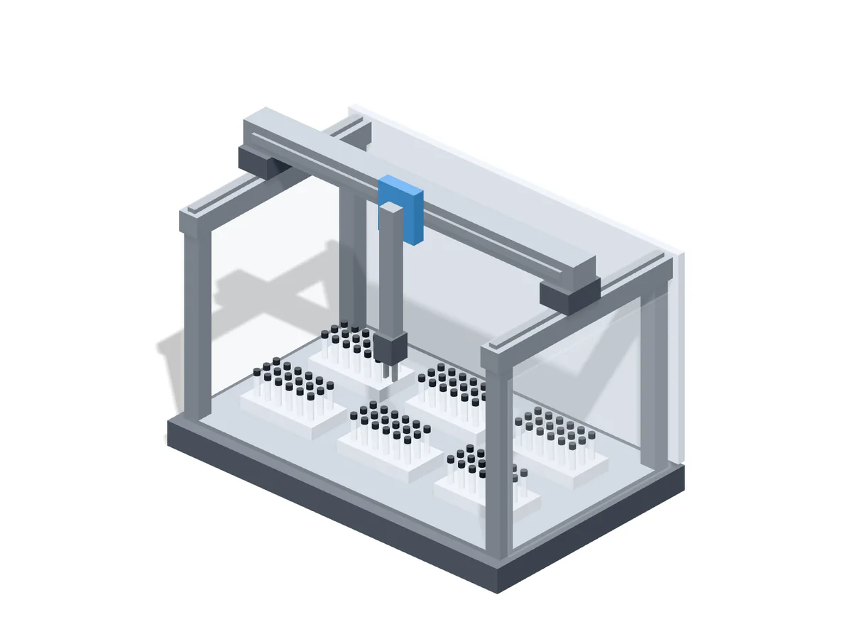 Laboratory gantry handling sample racks