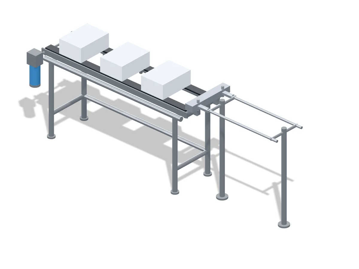 Stainless powered side-belt guide conveyor with an air prep unit