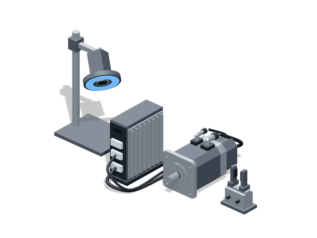 Vision light, controller, servo motor and gripper subsystem